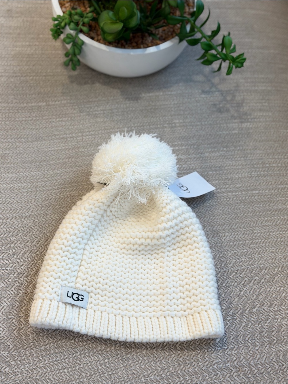 UGG Cream Knit Pom Beanie